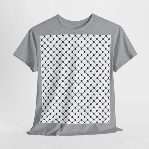 Keffiyeh Pattern Heavy Cotton Tee - Modern Mesh Design Streetwear T-Shirt